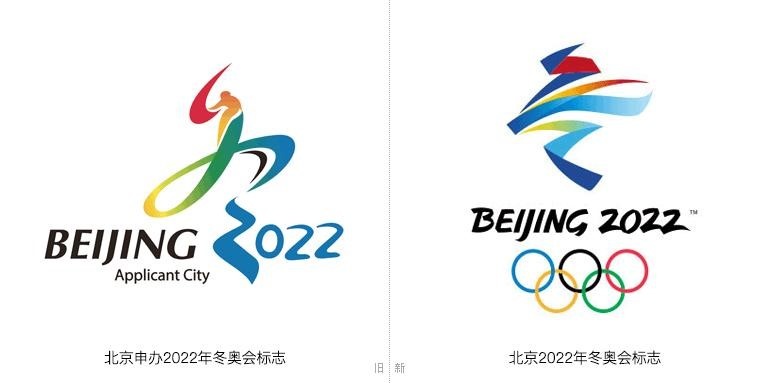 左图为【北京申办2022年冬奥会标志 右图为【北京2022年冬奥会