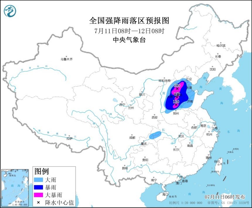 中央气象台继续发布暴雨黄色预警:11日至12日多地有大到暴雨