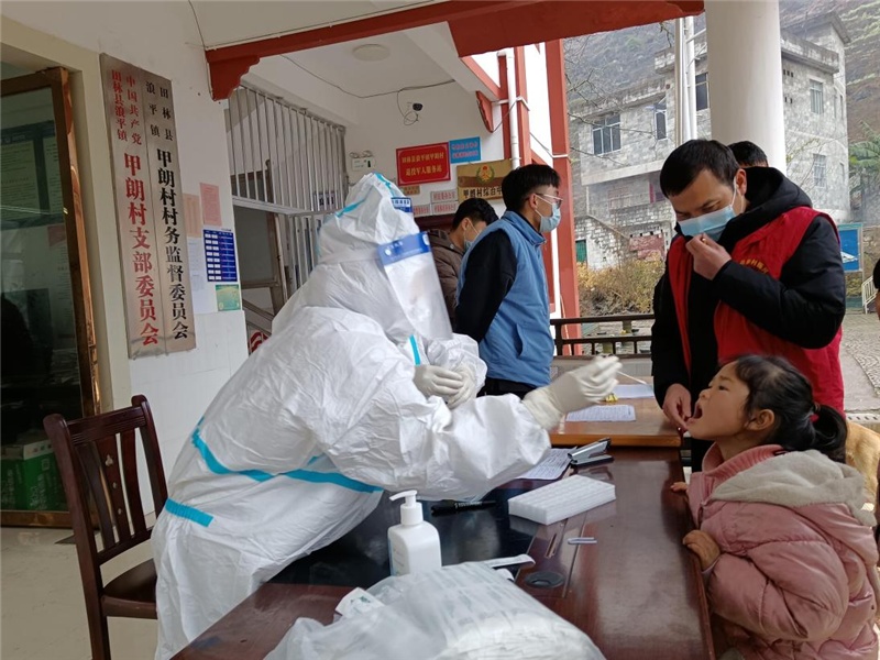 百色田林县启动区域核酸检测工作组图