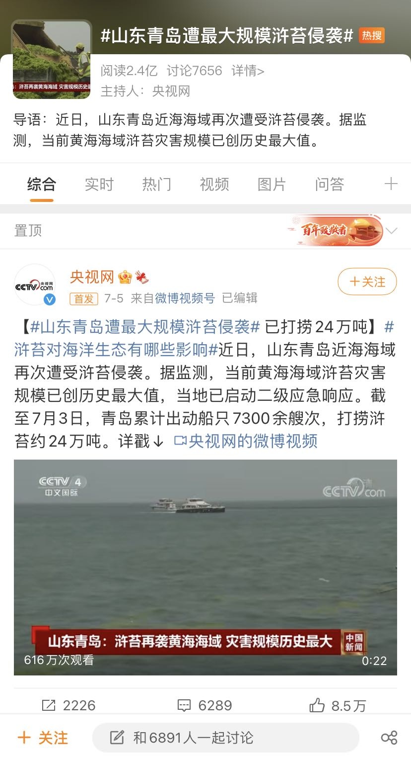 山东青岛遭最大规模浒苔侵袭靠打捞 靠吃能解决问题吗 央广网 山东青岛遭最大规模浒苔侵袭靠打捞 靠吃能解决问题吗 央广网