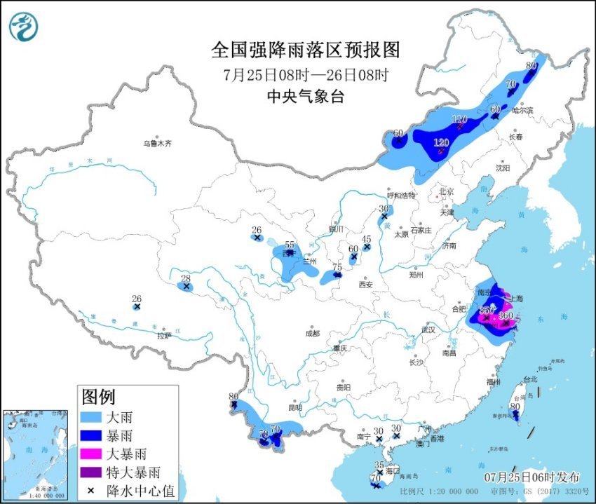 全国强降雨落区预报图(图片来源:中央气象台)