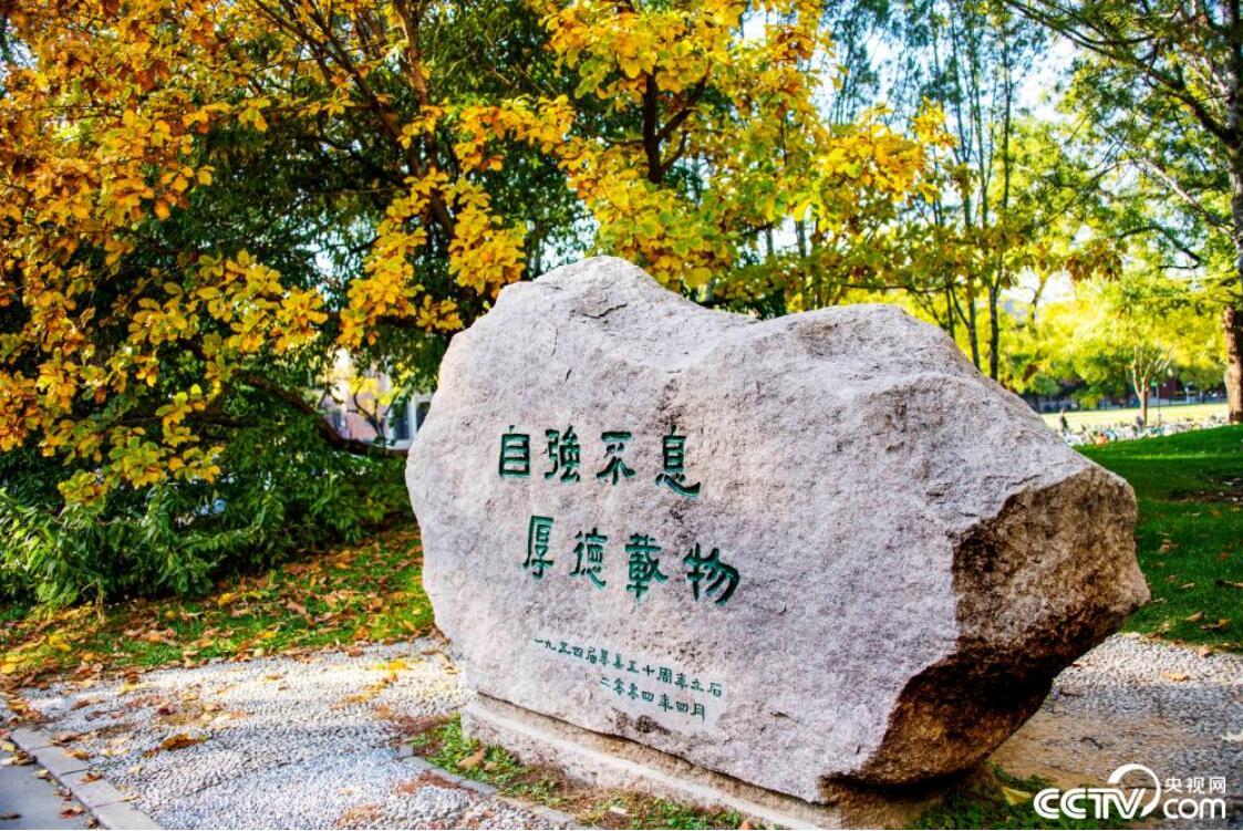 深秋时节,北京清华大学校园内色彩斑斓,宛如油画.