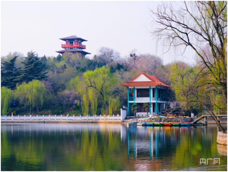 河南安阳芳菲四月游洹园满园春色满园绿