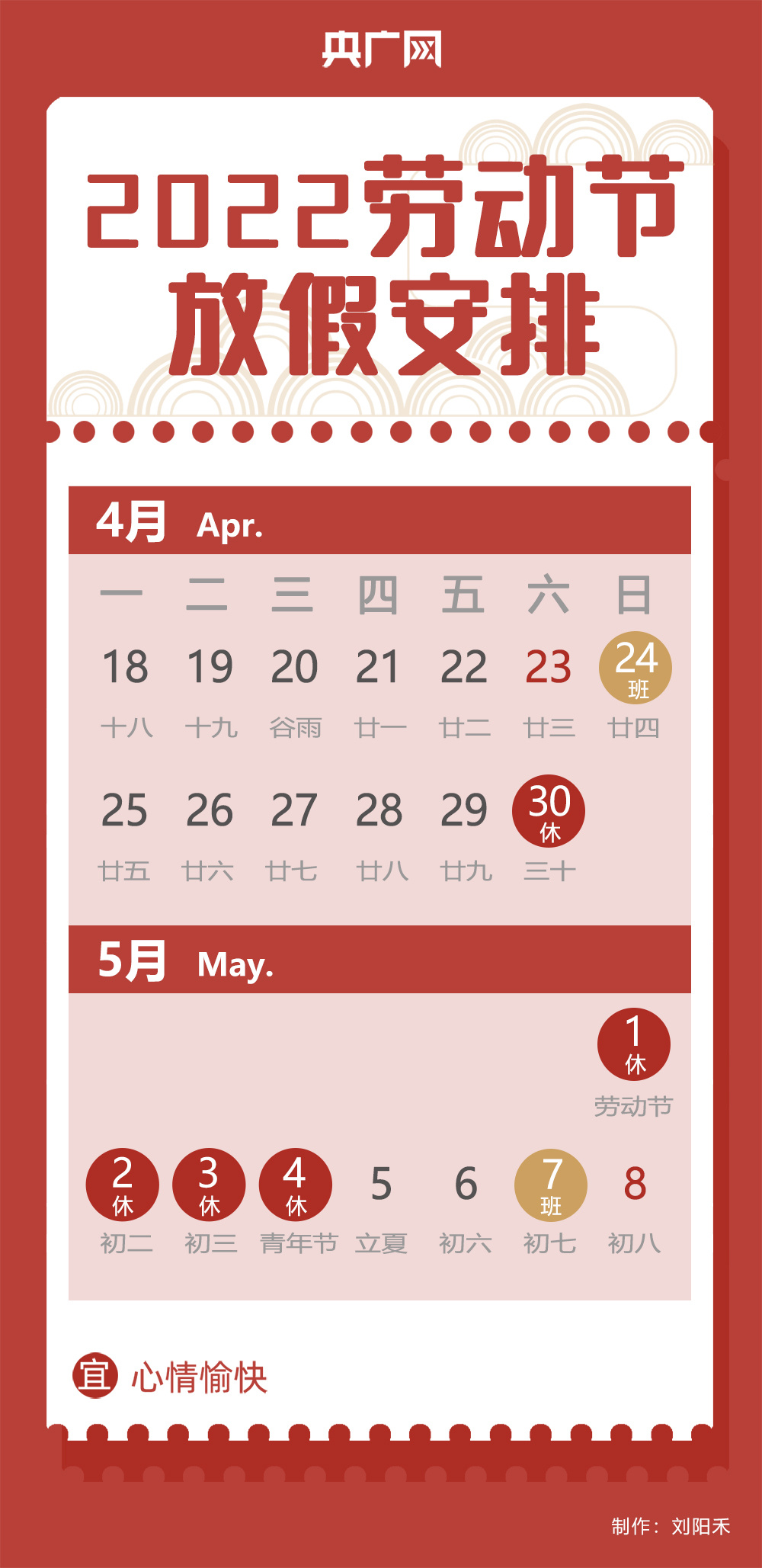 北京发布22年劳动节放假安排连休5天 央广网