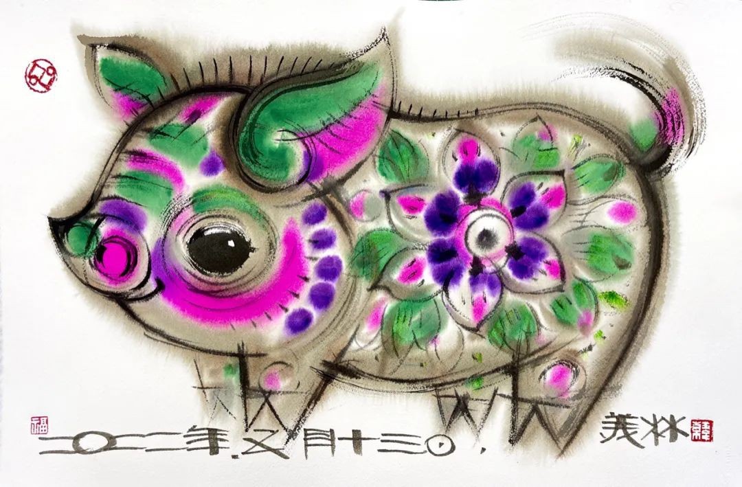 韩美林用画笔带来“治愈”的力量：一只萌萌猪的诞生_央广网