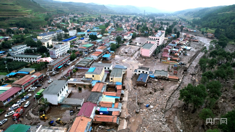 航拍大图直击青海大通山洪灾害现场