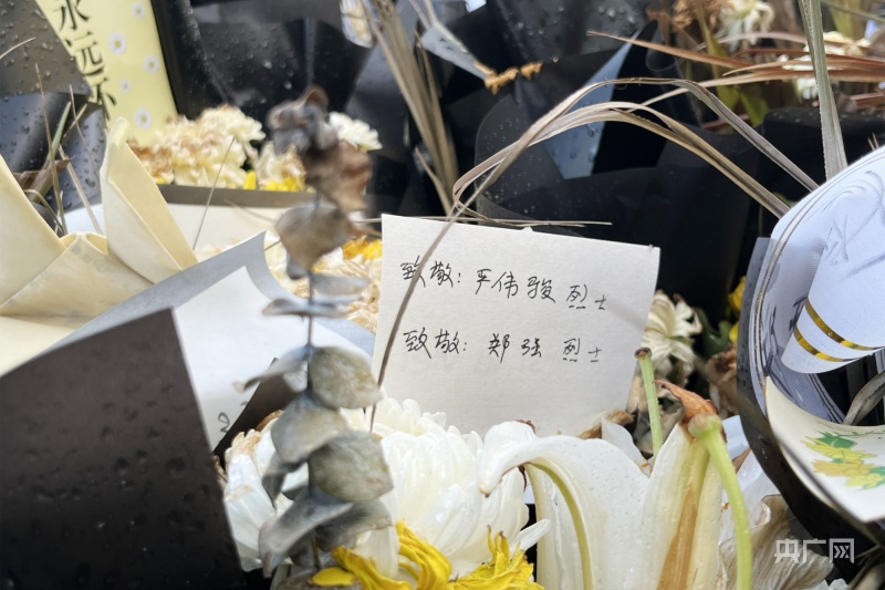 安徽来安县特巡警大队两人因公殉职群众献花祭奠
