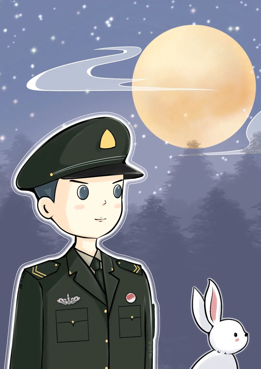 中秋佳节送你一组军人漫画壁纸