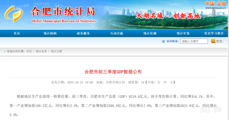 6亿!合肥市公布前三季度gdp数据_央广网