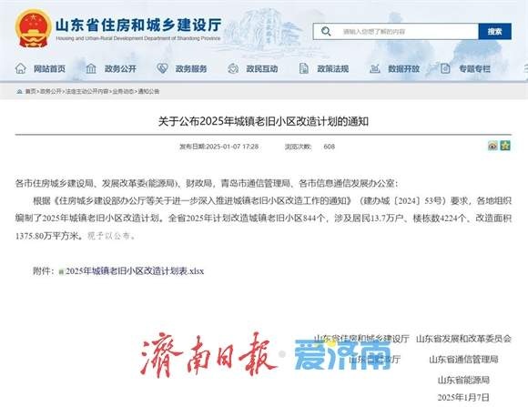 山东2025年城镇老旧小区改造计划公布