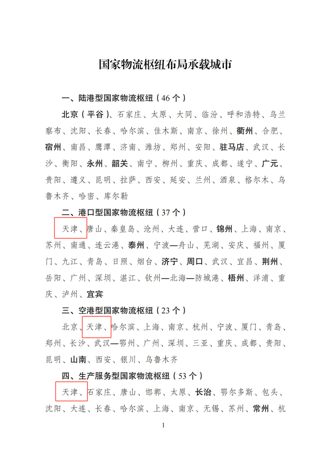 国家物流枢纽布局优化调整 天津入选_央广网