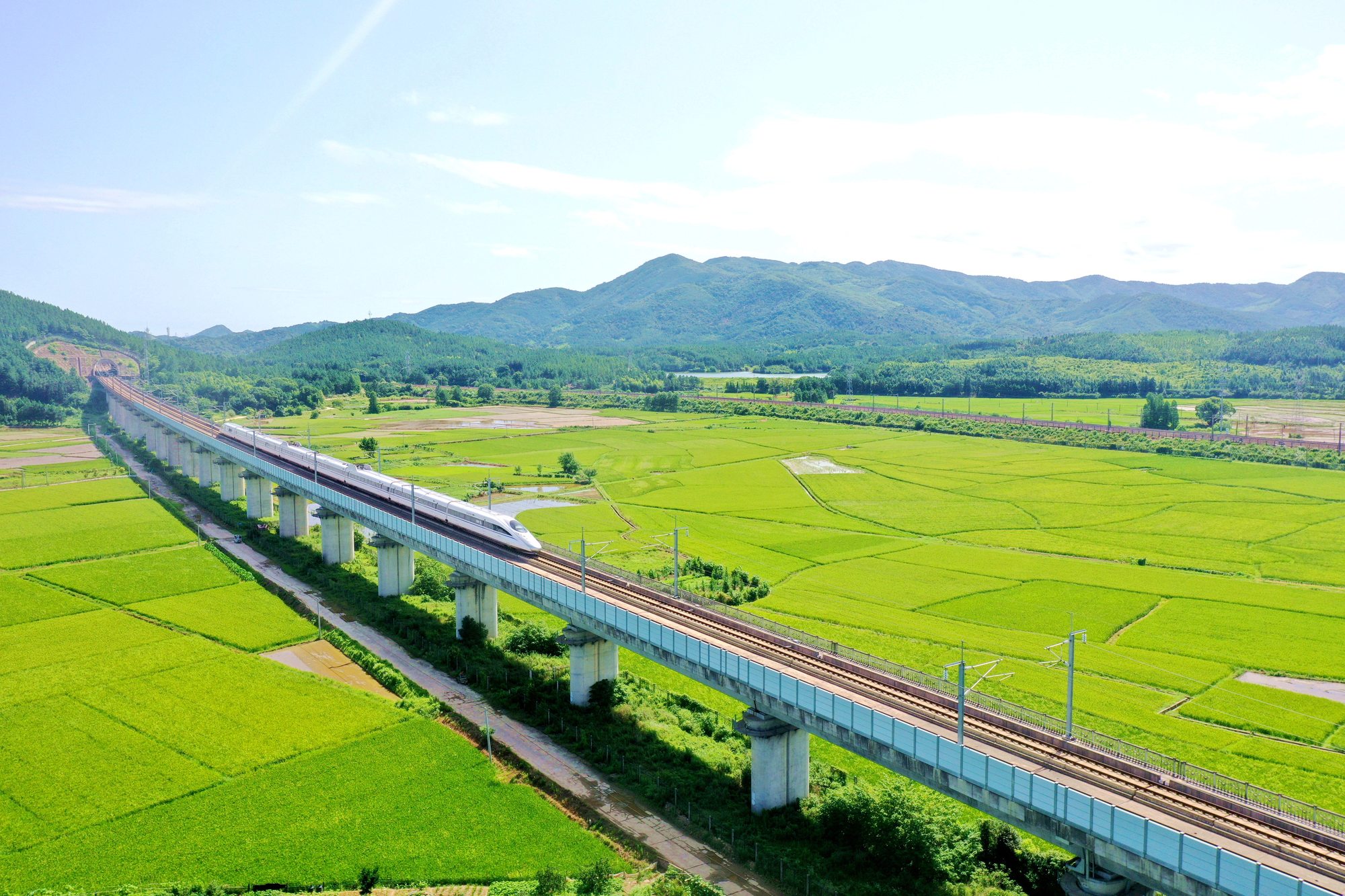 瞰江西!高铁飞驰 田园画卷