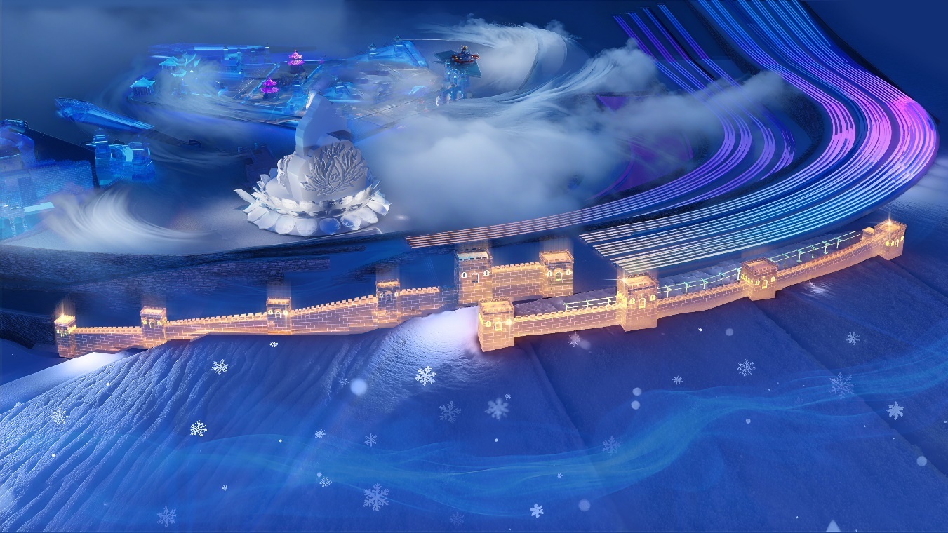 第二十七届哈尔滨冰雪大世界“万里长城”主题超级冰滑梯首先动工
