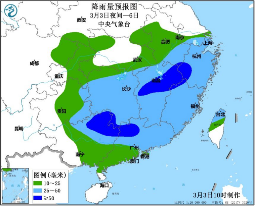 未来三天南方大部地区将以阴雨天为主 局地有暴雨