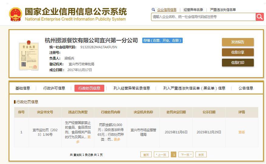 泛亚电竞海底捞一门店吃出塑料碎片被罚2万元(图1)