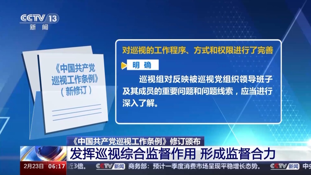 《中国共产党巡视工作条例》修订颁布 明确了这些要点