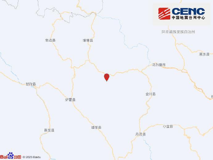 四川阿坝州壤塘县发生41级地震震源深度15千米