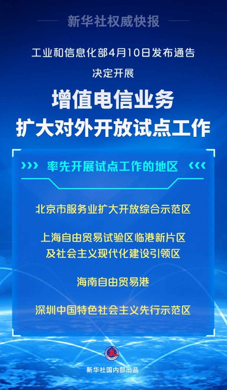 新华社权威快报丨我国将开展增值电信业务扩大对外开放试点_央广网