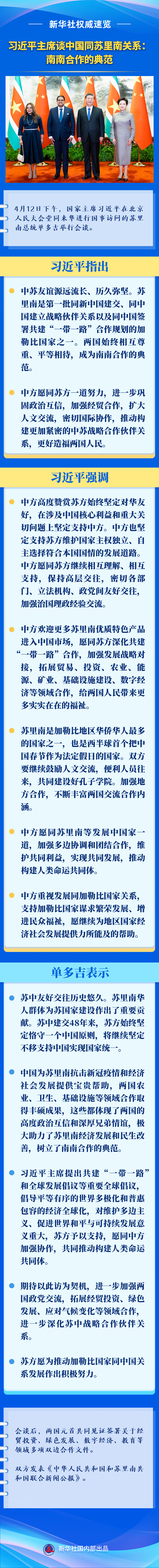 新华社权威速览丨习近平主席谈中国同苏里南关系南南合作的典范