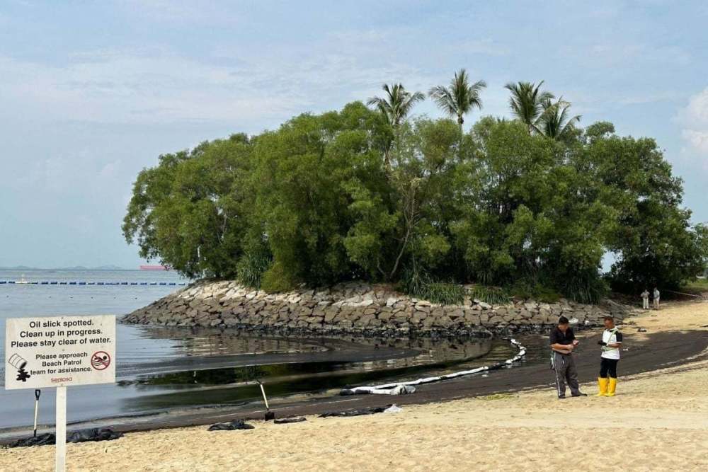 新加坡圣淘沙岛多个海滩因油料泄漏关闭